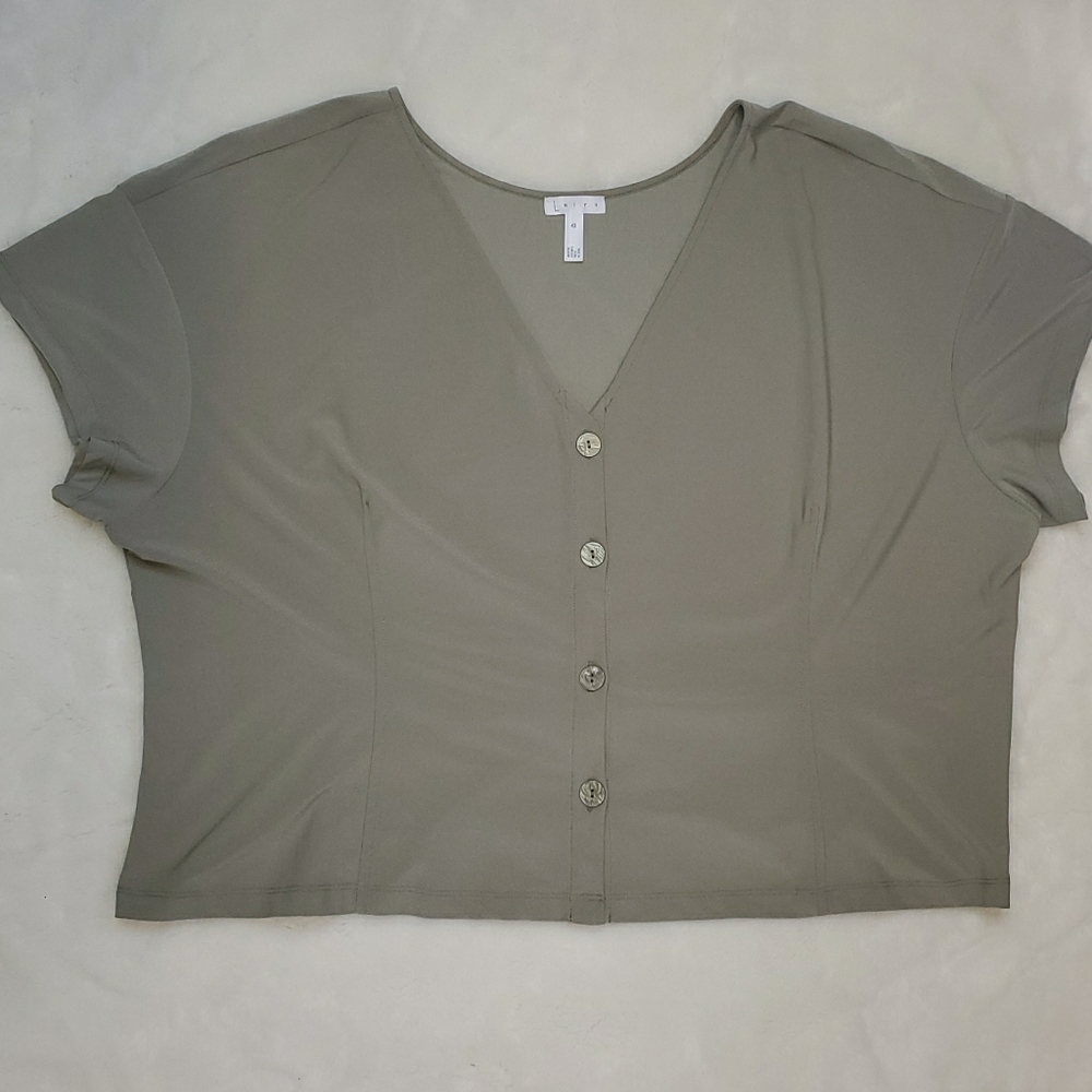 Leith Plus Size 4x Olive Green Short Sleeve Blouse